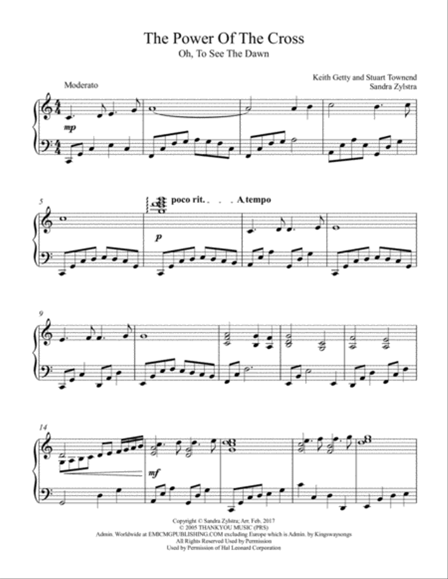 The Power Of The Cross (Oh To See The Dawn) Piano Solo scores gallery preview page 2