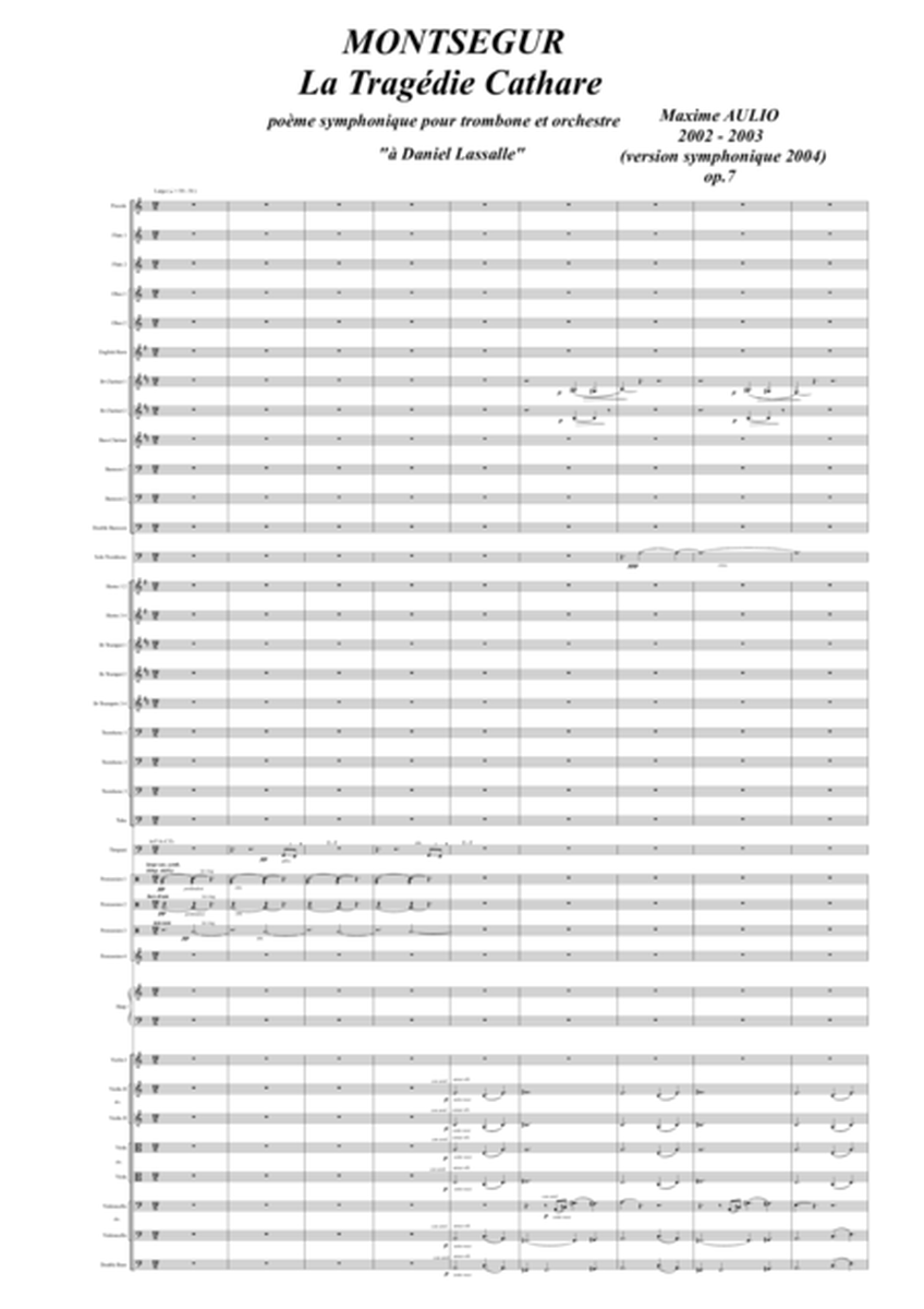 Montsegur, The Cathar Tragedy, symphonic poem for solo trombone and orchestra - score image number null