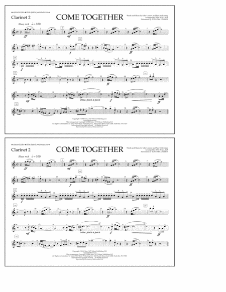 Come Together (arr. Tom Wallace) - Clarinet 2