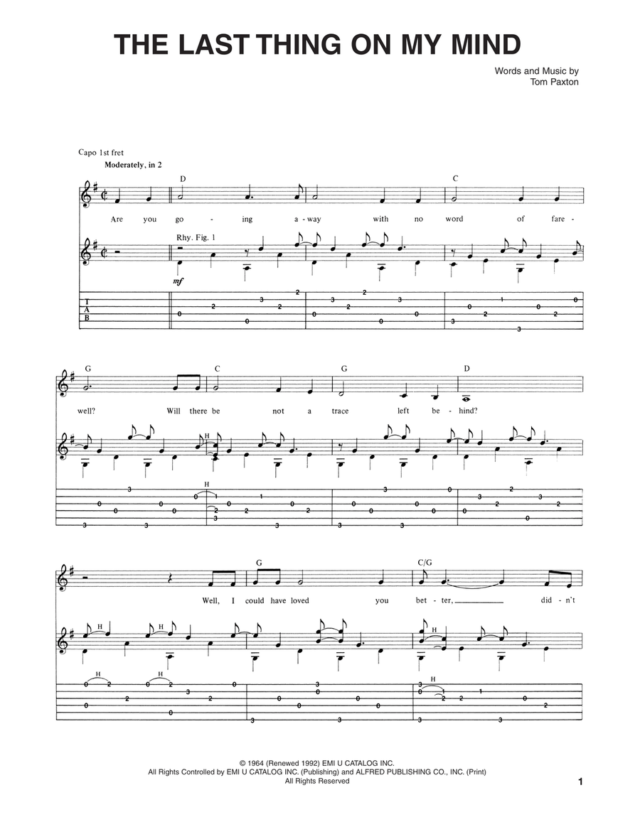 The Last Thing On My Mind Acoustic Guitar scores gallery preview page 1
