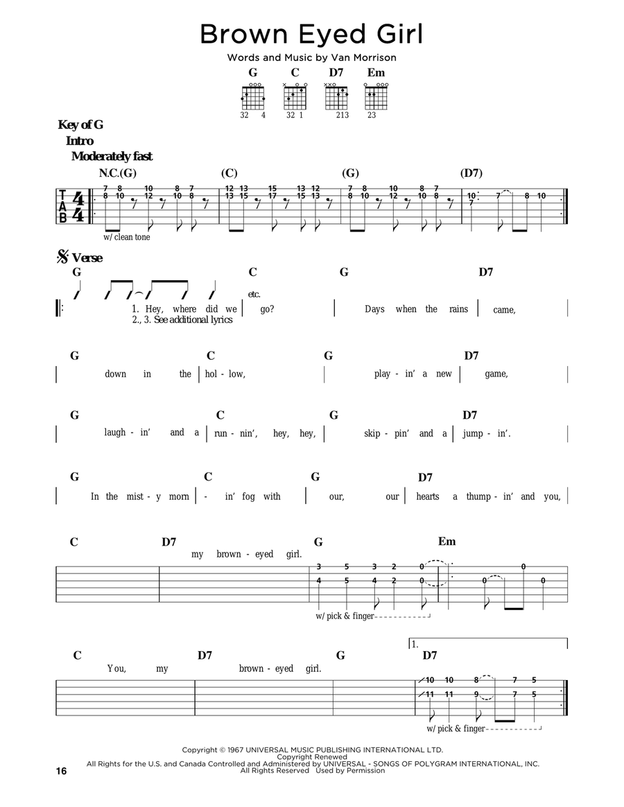 Brown Eyed Girl Electric Guitar scores gallery preview page 1