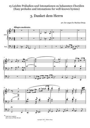 Easy Organ Preludes - leichte Orgelpräludien | Danket dem Herrn (Thank ye the lord)