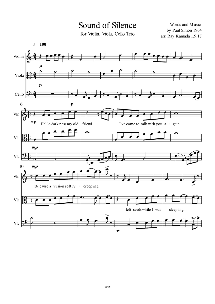 The Sound Of Silence String Trio scores gallery preview page 1