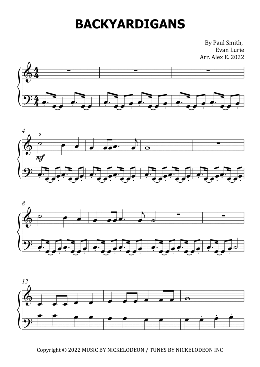 Backyardigans Theme Song Easy Piano scores gallery preview page 1
