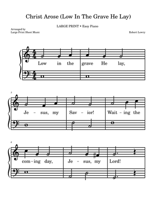 Christ Arose LARGE PRINT Easy Piano Easter (Low In The Grave He Lay)