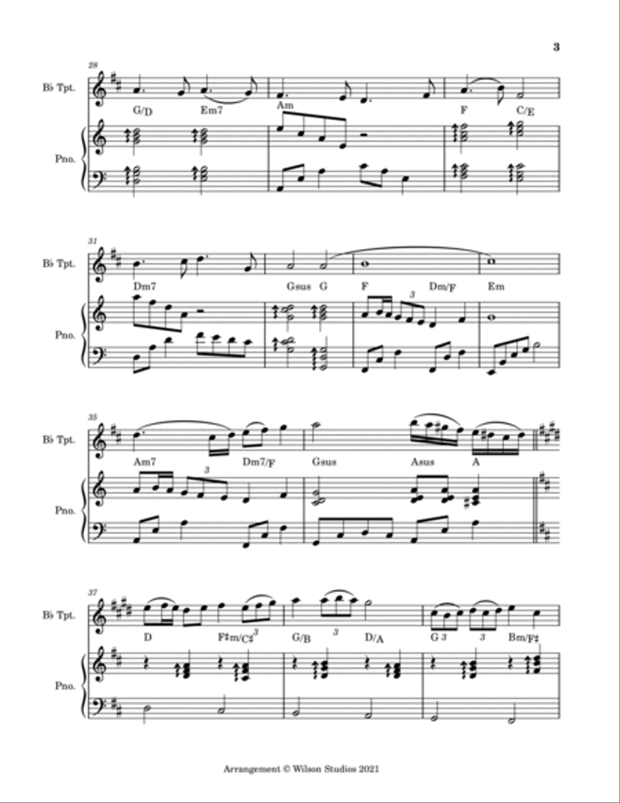 For the Beauty of the Earth--trumpet solo Trumpet Solo scores gallery preview page 3