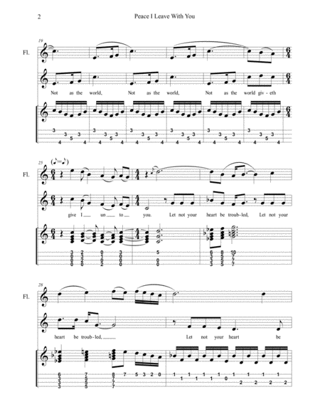 Peace I Leave With You (John 14:27) : Vocal Solo with Flute or Clarinet and Ukulele Tablature image number null