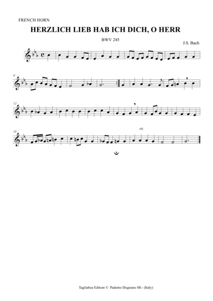 Bach, HERZLICH LIEB HAB ICH DICH, O HERR, BWV 245. Arr. for Brass quartet image number null