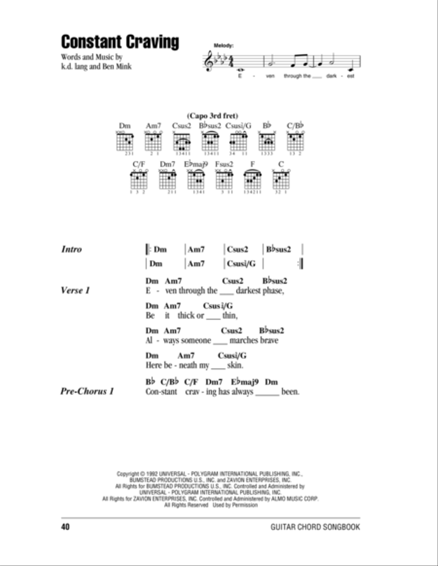 Constant Craving Acoustic Guitar scores gallery preview page 1