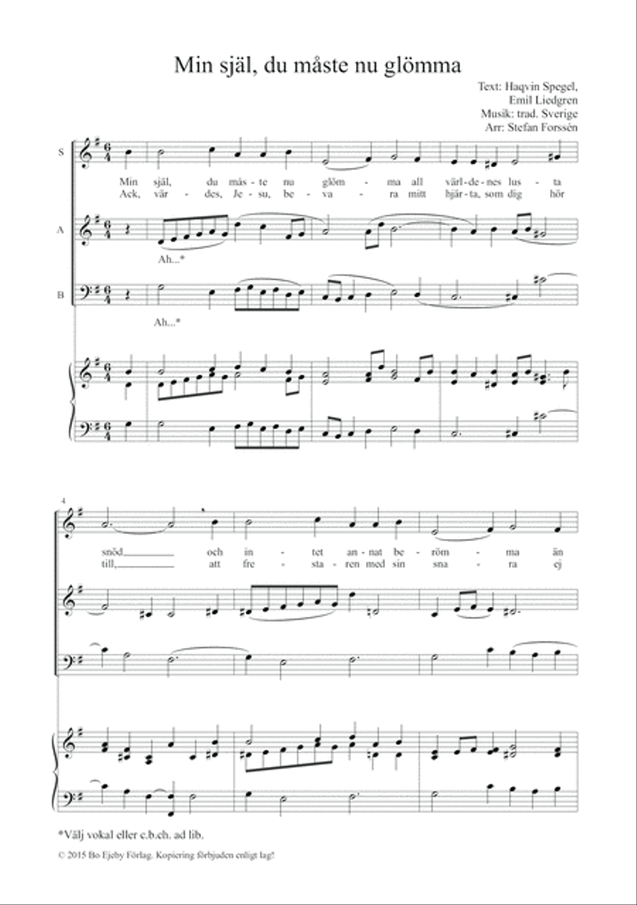 Min själ, du måste nu glömma 3-Part scores gallery preview page 2