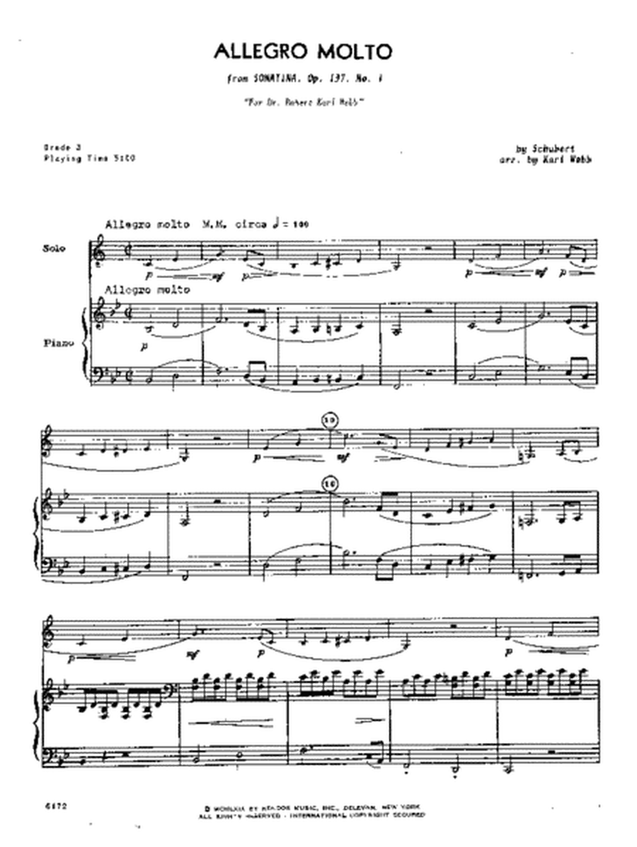 Allegro Molto (from Sonatina, Opus 137, No. 1)