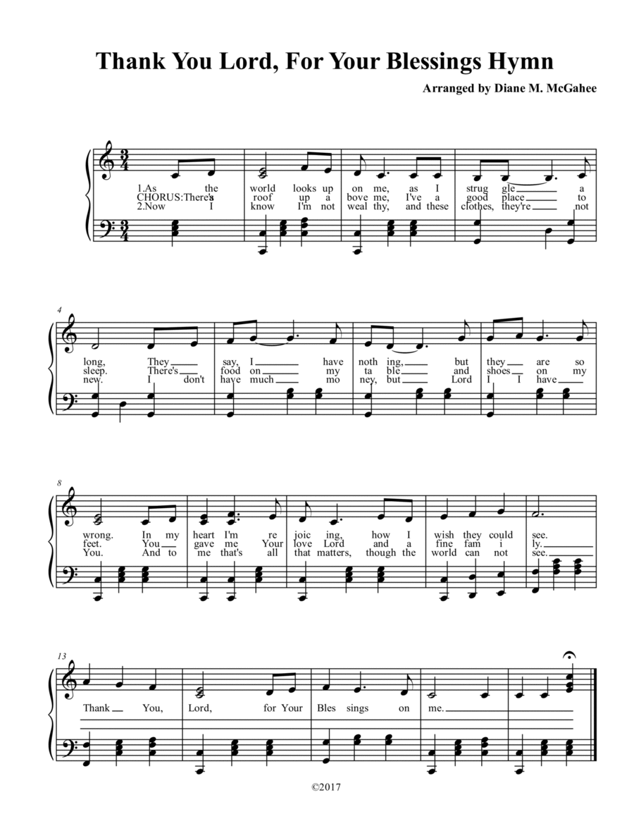 Thank You, Lord, For Your Blessings Sacred scores gallery preview page 1