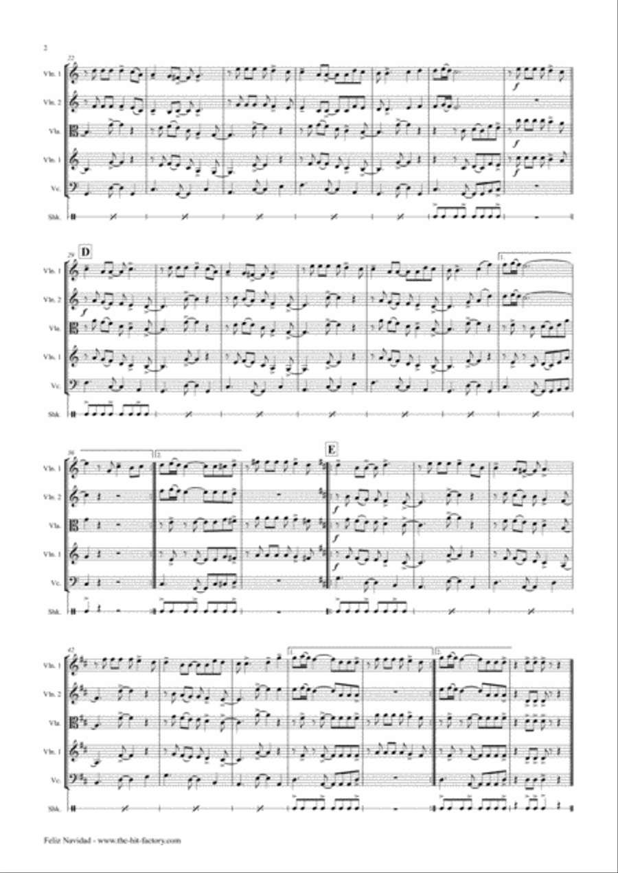 Feliz Navidad String Quartet scores gallery preview page 3