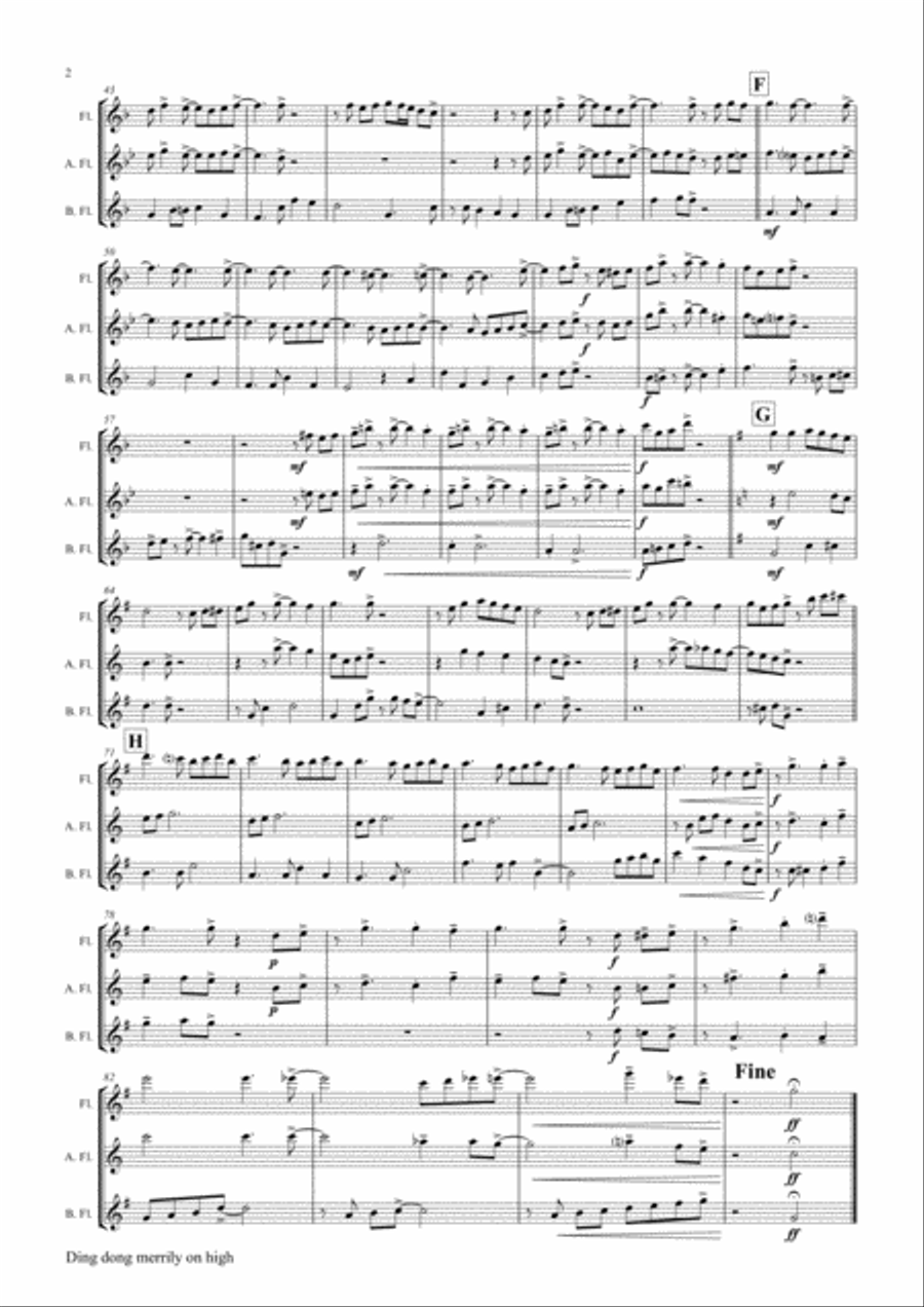 Ding dong merrily on high - Swing - Flute Trio Woodwind Ensemble scores gallery preview page 2