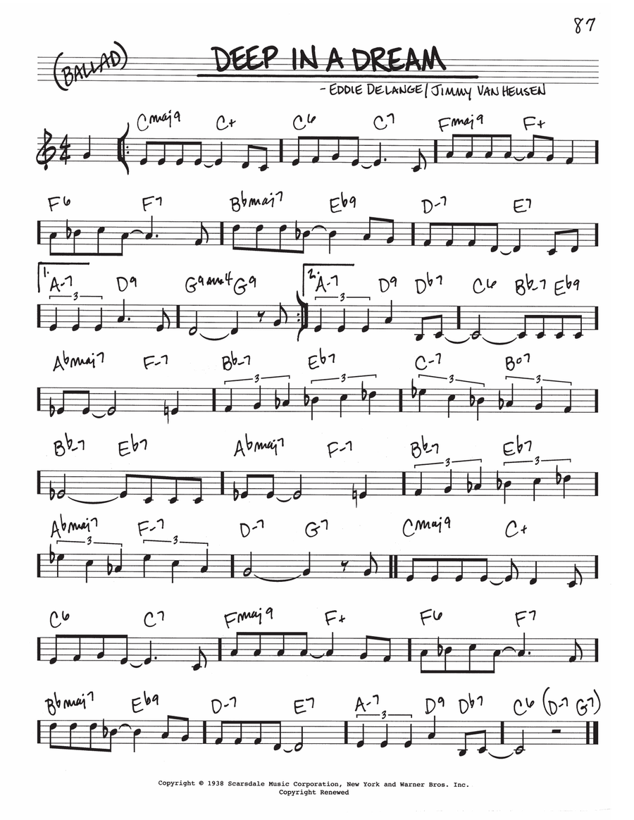 Deep In A Dream Deep In A Dream Piano scores gallery preview page 1