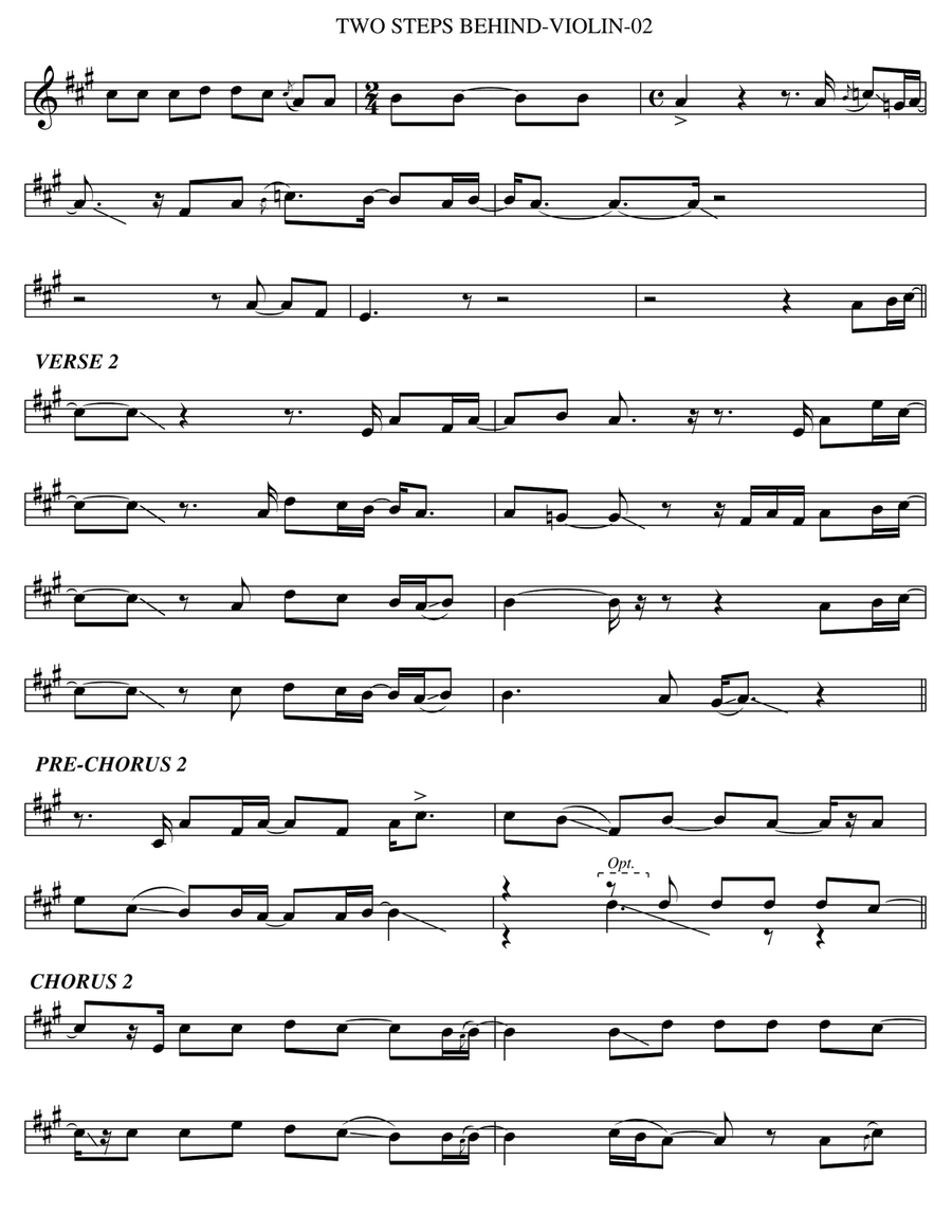 Two Steps Behind Violin Solo scores gallery preview page 2