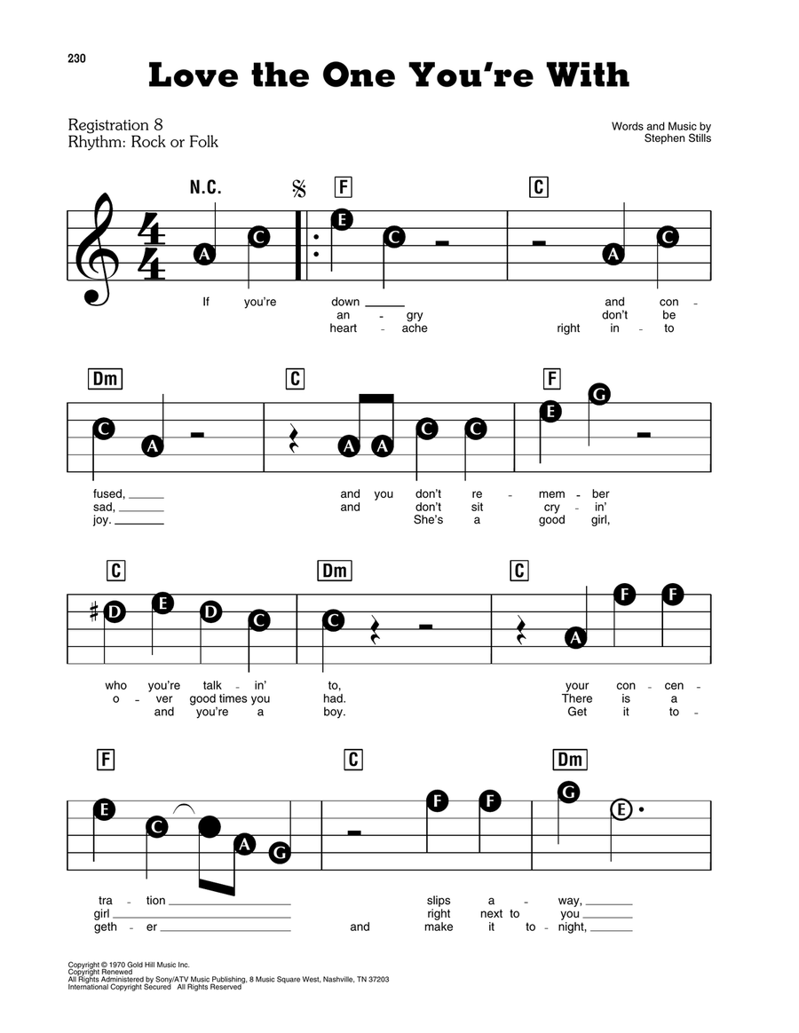 Love The One You're With Love The One You're With Electronic Keyboard scores gallery preview page 1