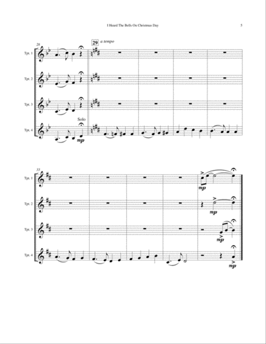 I Heard The Bells On Christmas Day Brass Ensemble scores gallery preview page 5