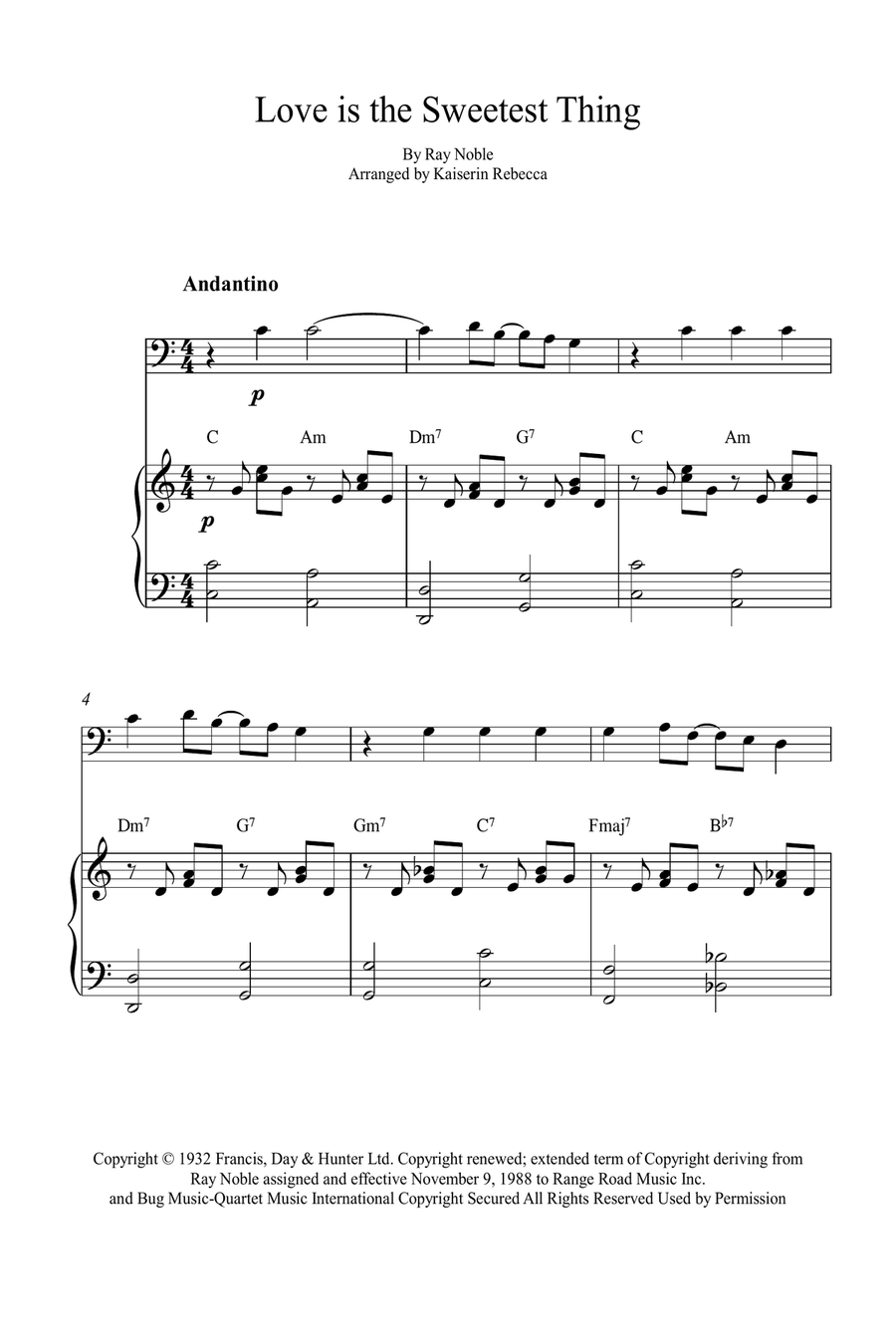 Love Is The Sweetest Thing Piano scores gallery preview page 1