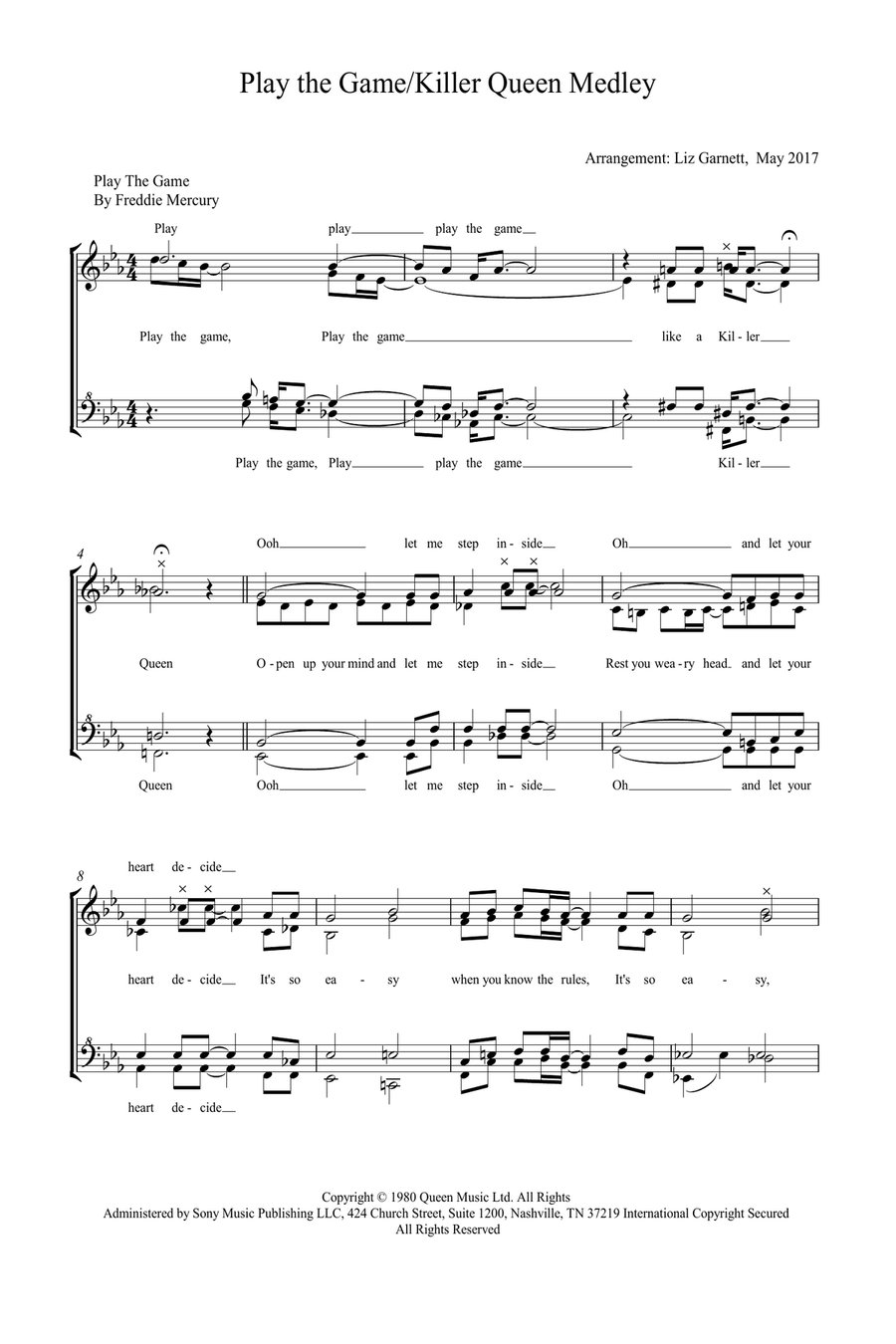 Medley: Play The Game with Killer Queen SSAA scores gallery preview page 1