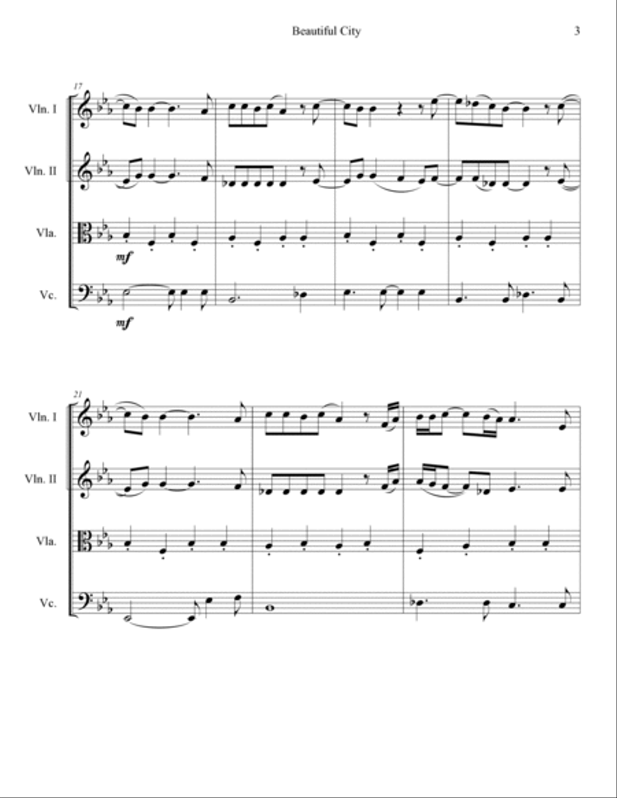 Beautiful City Beautiful City String Quartet scores gallery preview page 3