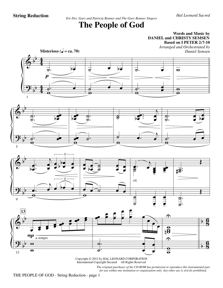 The People Of God - Keyboard String Reduction Choir scores gallery preview page 1