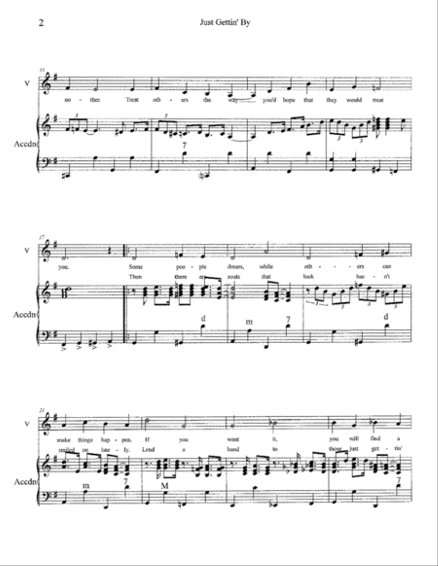 Just Gettin' By -- Voice and Accordion Small Ensemble scores gallery preview page 3