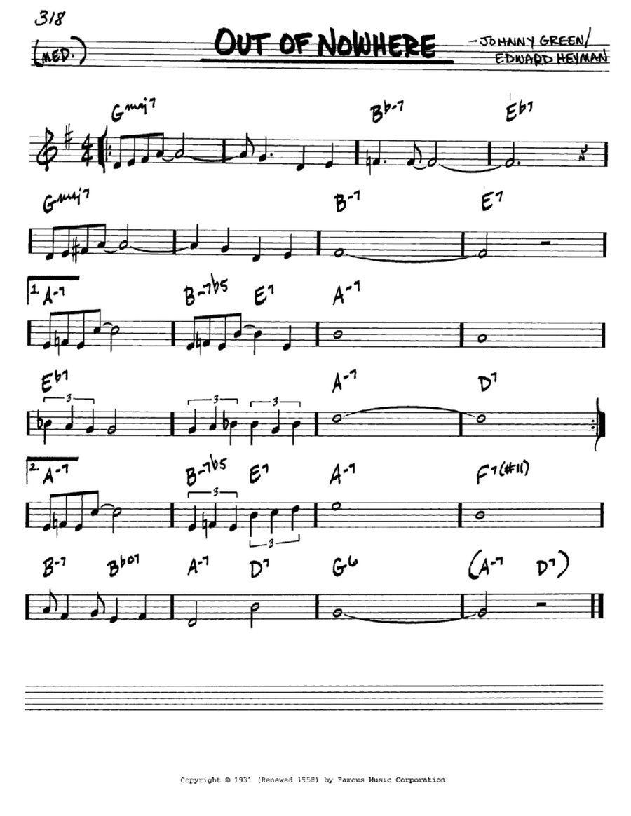 Out Of Nowhere Piano scores gallery preview page 1