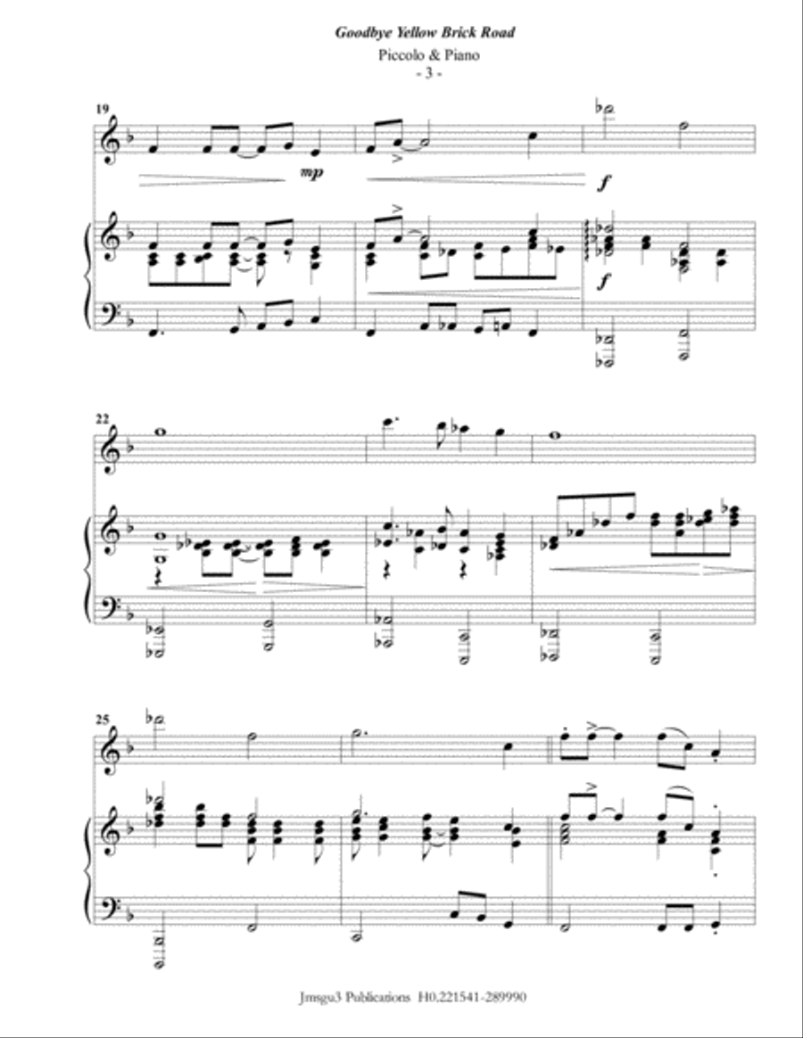 Goodbye Yellow Brick Road Piccolo scores gallery preview page 3