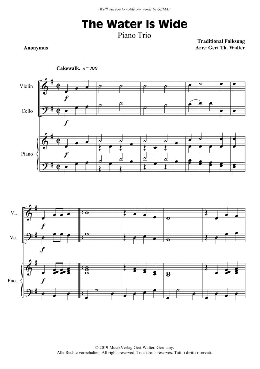 The Water Is Wide Piano Trio scores gallery preview page 1