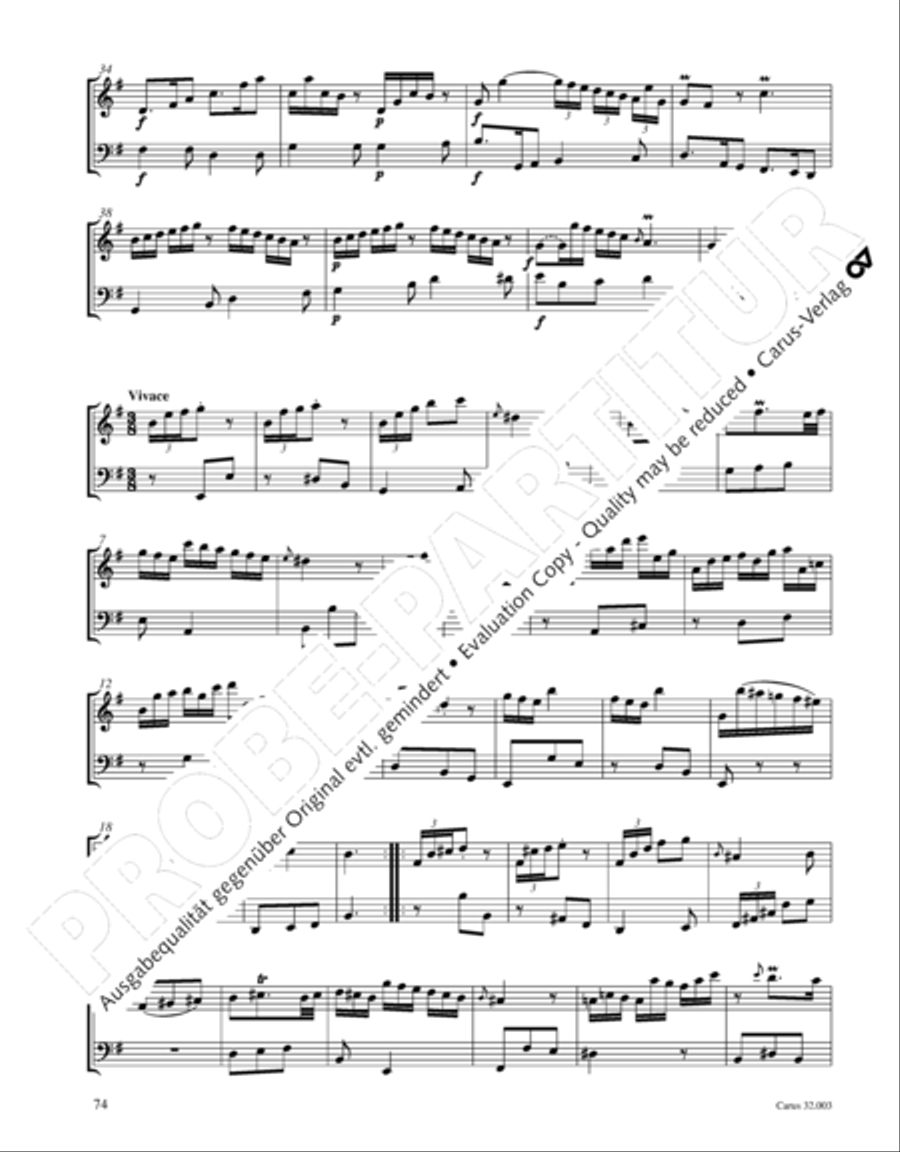 Gesamtausgabe Band 3 (Kammermusik: Duette, Solo- und Triosonaten) Score scores gallery preview page 95