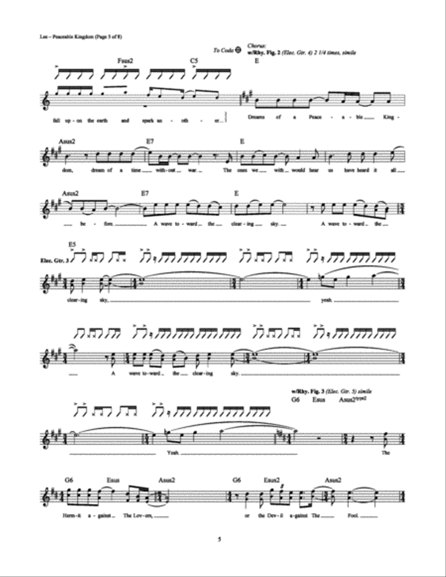 Peaceable Kingdom Peaceable Kingdom Electric Guitar scores gallery preview page 5