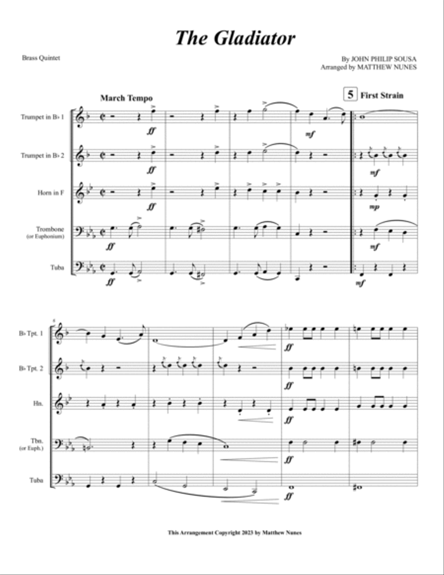 The Gladiator Brass Quintet scores gallery preview page 3
