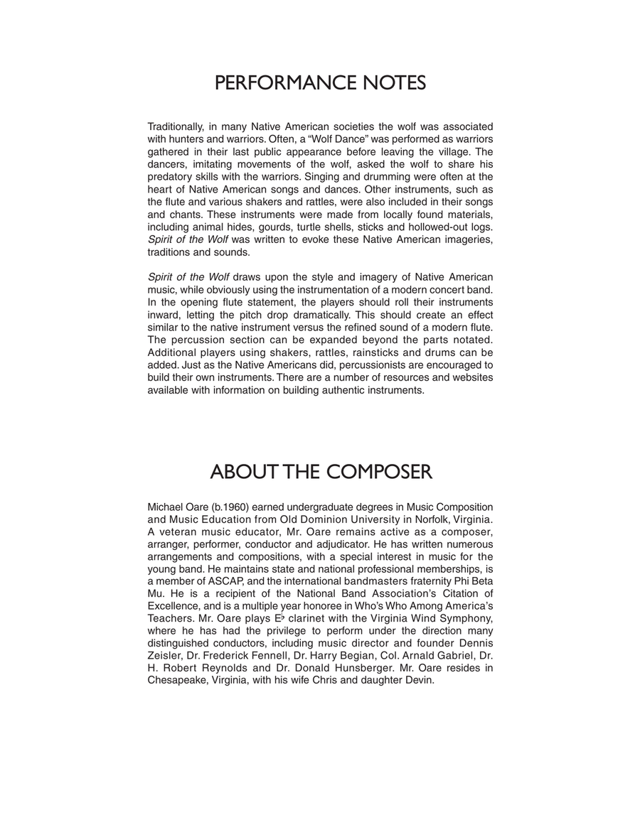 Spirit Of The Wolf - Full Score Concert Band scores gallery preview page 2