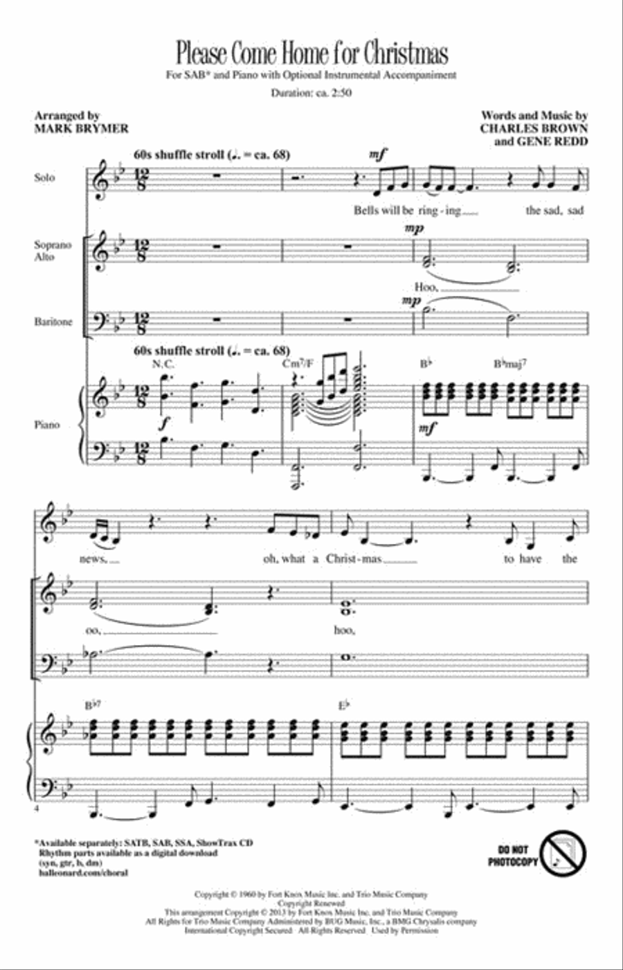 Please Come Home for Christmas 3-Part scores gallery preview page 2