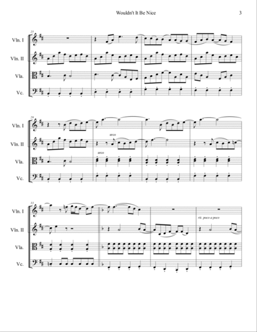 Wouldn't It Be Nice String Quartet scores gallery preview page 4