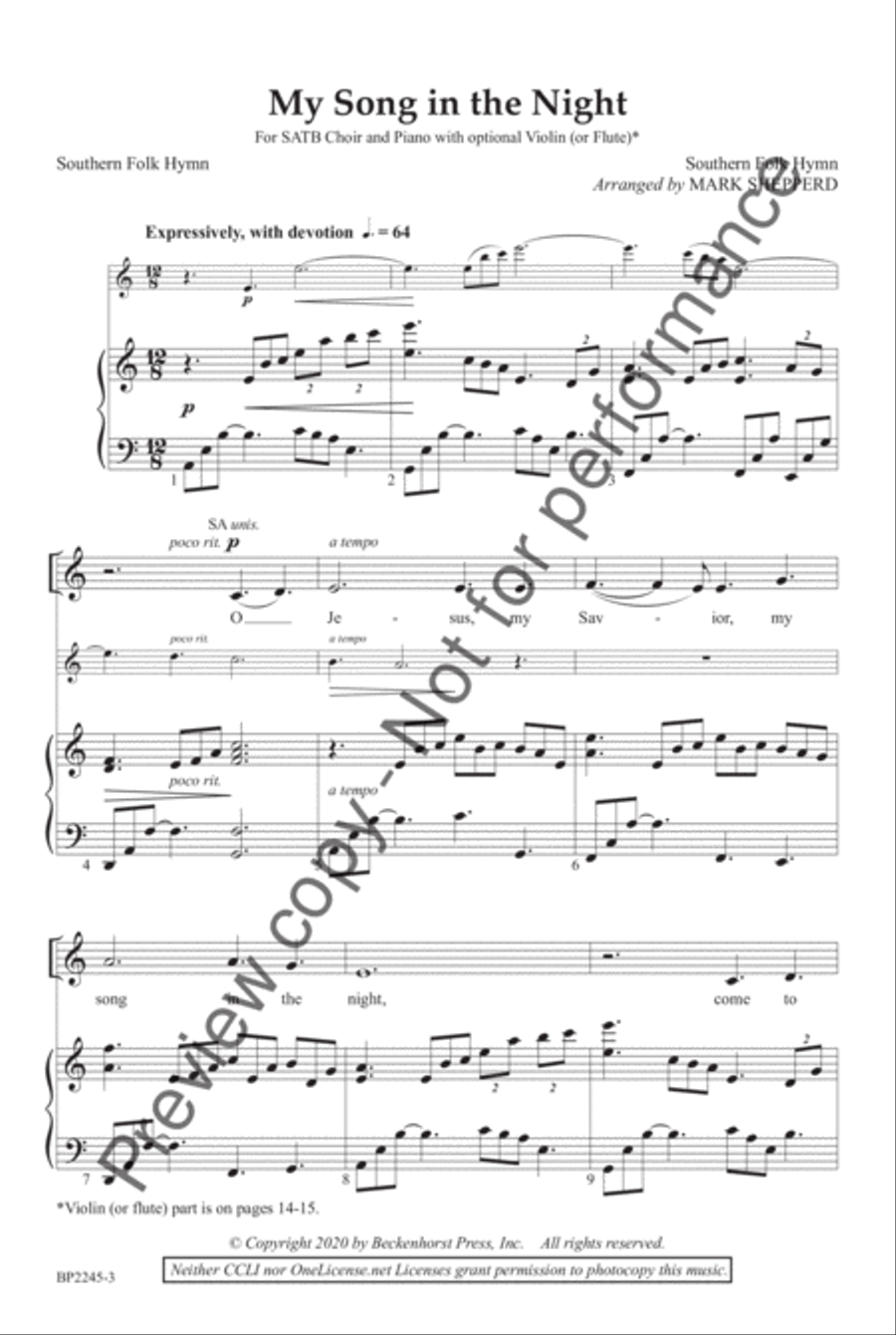 My Song In The Night 4-Part scores gallery preview page 3