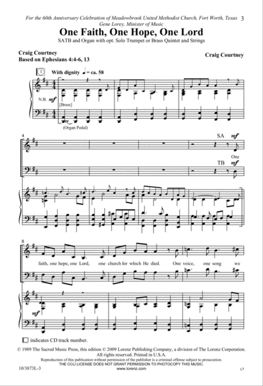 One Faith, One Hope, One Lord 4-Part scores gallery preview page 2