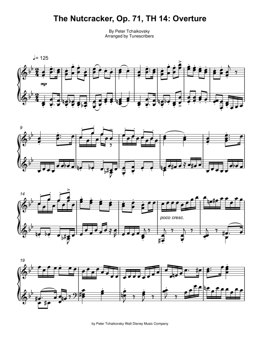 The Nutcracker, Op. 71, TH 14: Overture Piano Solo scores gallery preview page 1