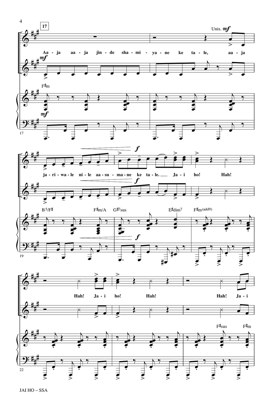 Jai Ho (from The Motion Picture Slumdog Millionaire) SSA scores gallery preview page 3