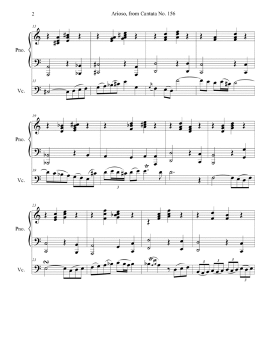 Arioso from Cantata No. 156 Piano Score for Solo Cello in C Piano scores gallery preview page 2