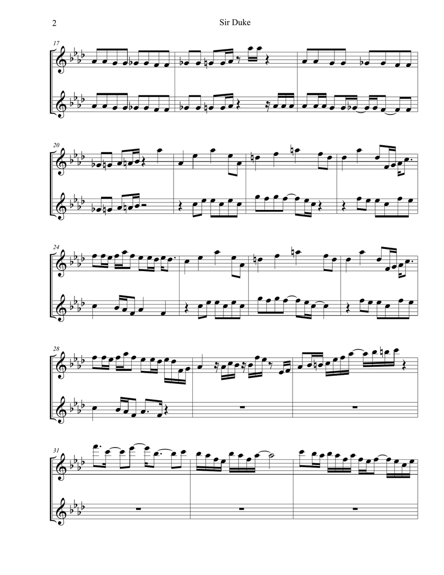 Sir Duke Woodwind Duet scores gallery preview page 2