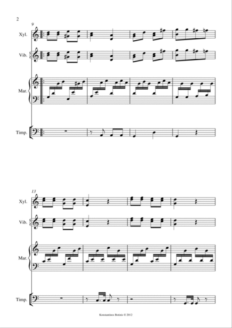 J.Kuffner Andante for percussion quartet Percussion scores gallery preview page 2