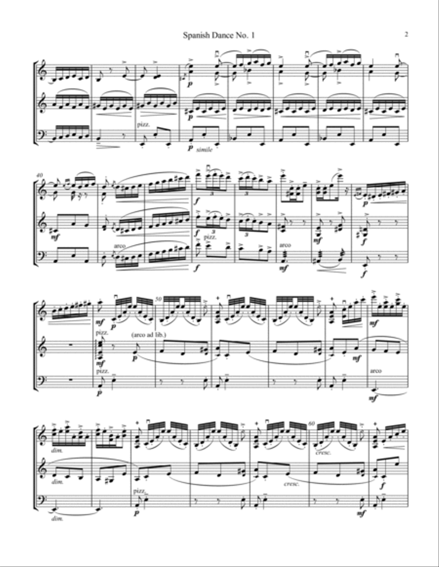 Spanish Dance No. 1, Danza from La vida breve for string trio (vln I, vln II, vc) String Trio scores gallery preview page 3