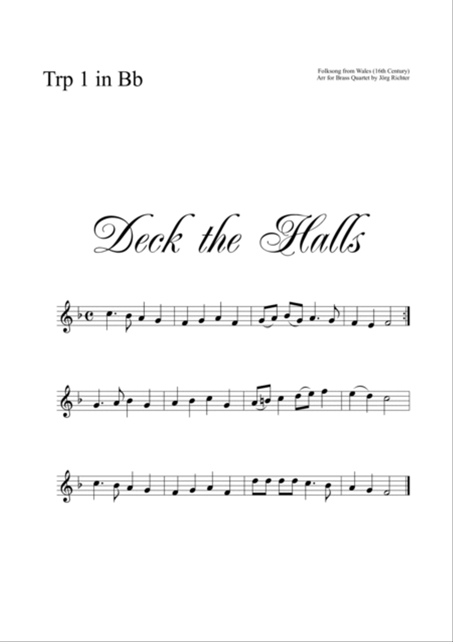 Deck the Halls (Christmas Carol) for Brass Quartet Brass Quartet scores gallery preview page 4