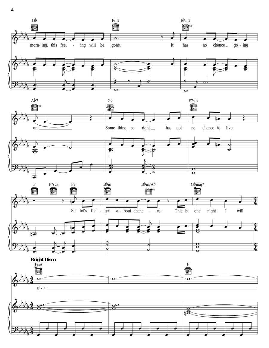 One Night Only Piano, Vocal, Guitar scores gallery preview page 4