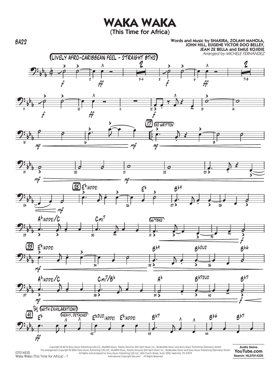 Waka Waka (This Time for Africa) - Bass Jazz Ensemble scores gallery preview page 1