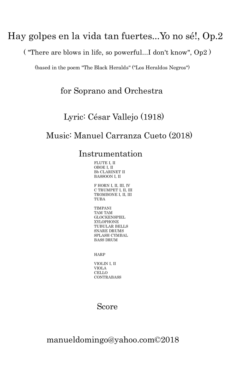 There are Blows in Life, So Powerful...I Don't Know Op. 2b (Orchestral version) Full Orchestra scores gallery preview page 1