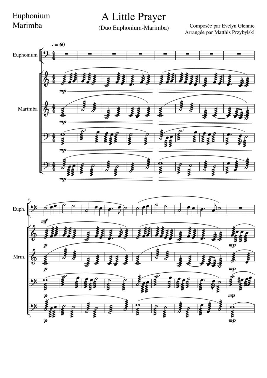 A Little Prayer Euphonium scores gallery preview page 1