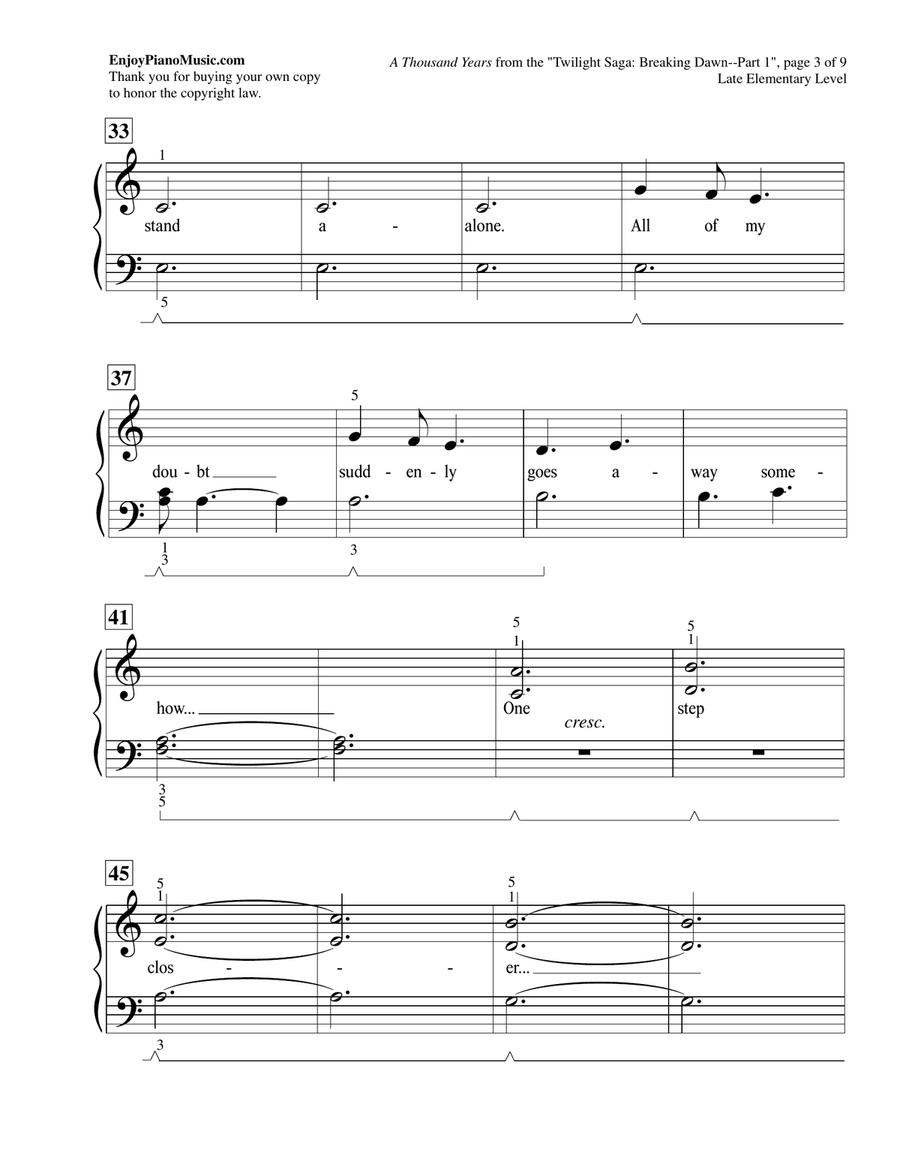 A Thousand Years Piano Method scores gallery preview page 4